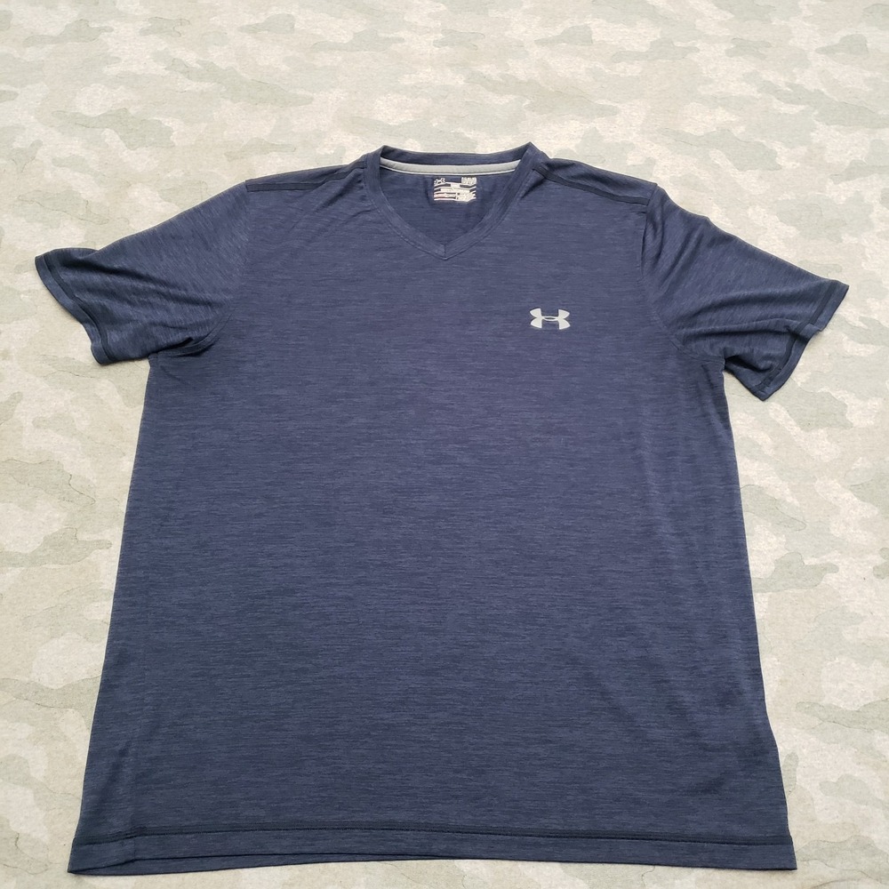Under Armour Shirt Mens Large Blue Loose Heatgear Short Sleeve